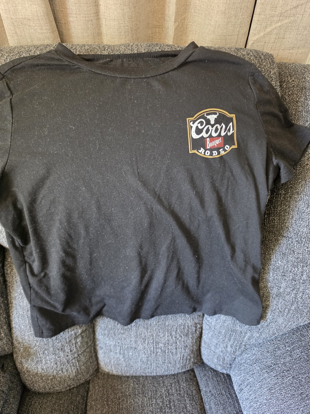 SHEIN Black Coors Rodeo Logo Short Sleeve Tee